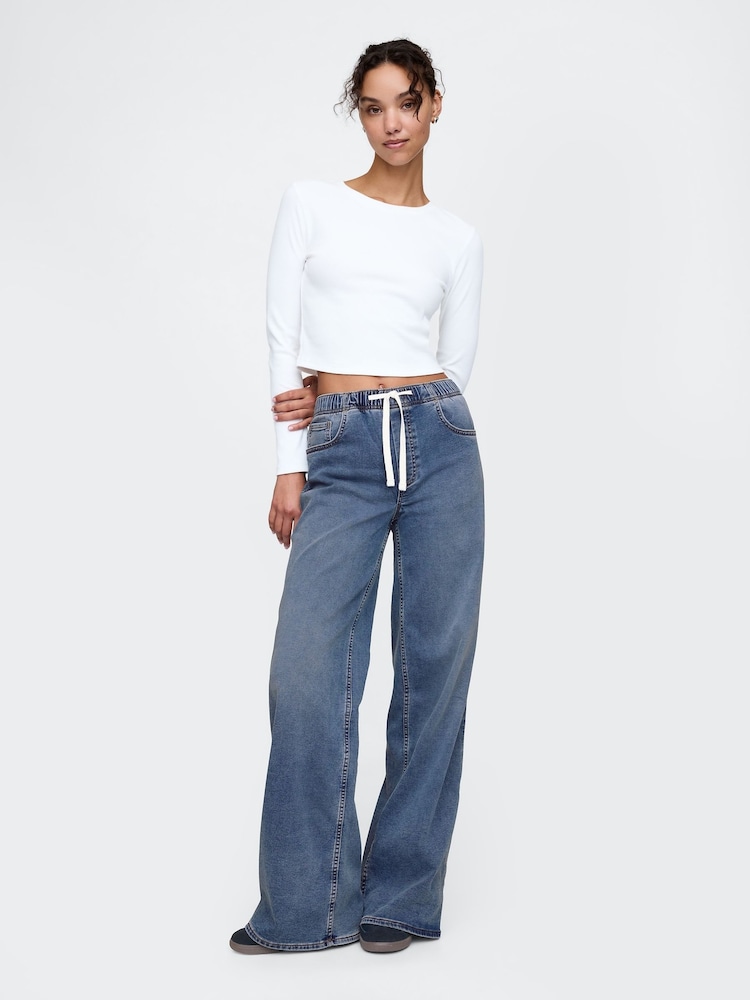 Gap Blue Mid Rise Knit Easy Baggy Jeans - Image 1 of 5