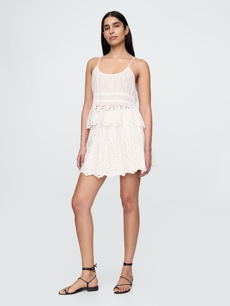 Gap White Smocked Mini Skirt - Image 1 of 5 Gap White Smocked Mini Skirt - Image 1 of 5
