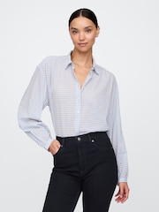 Gap Blue Gingham Relaxed Button-Front Shirt - Image 1 of 5