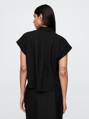 Gap Black Linen-Blend Cropped Shirt - Image 2 of 5