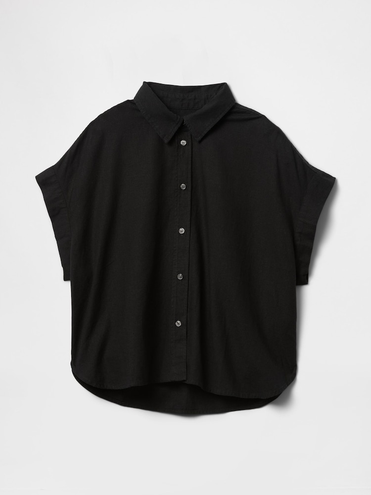 Gap Black Linen-Blend Cropped Shirt - Image 5 of 5