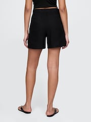 Gap Black Heavyweight High Waisted Linen-Blend Shorts - Image 2 of 5