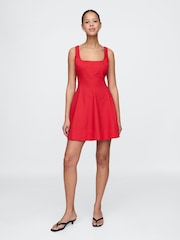 Gap Red Heavyweight Square Neck Linen-Blend Mini Dress - Image 1 of 7