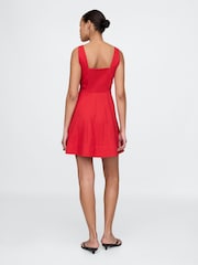 Gap Red Heavyweight Square Neck Linen-Blend Mini Dress - Image 2 of 7