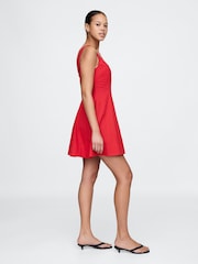 Gap Red Heavyweight Square Neck Linen-Blend Mini Dress - Image 3 of 7