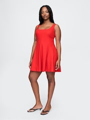 Gap Red Heavyweight Square Neck Linen-Blend Mini Dress - Image 5 of 7