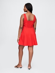 Gap Red Heavyweight Square Neck Linen-Blend Mini Dress - Image 6 of 7