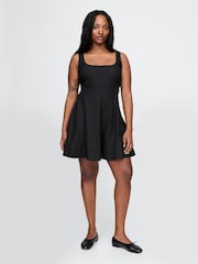 Gap Black Heavyweight Square Neck Linen-Blend Mini Dress - Image 4 of 5