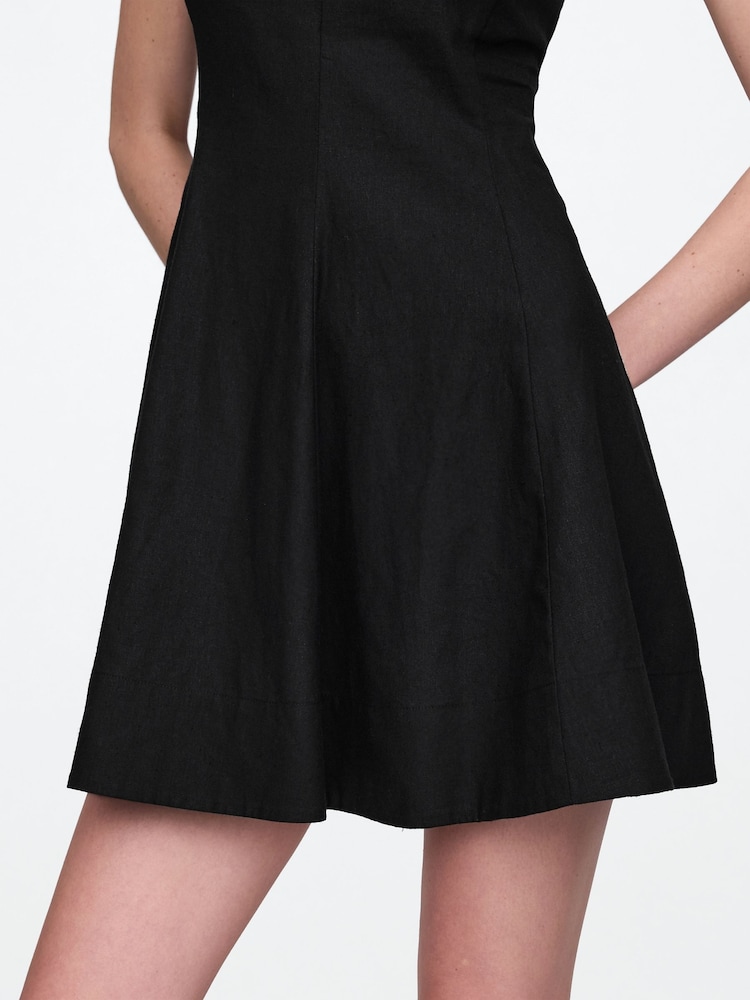 Gap Black Heavyweight Square Neck Linen-Blend Mini Dress - Image 5 of 5