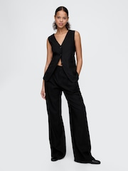 Gap Black Heavyweight Linen Blend Longline Waistcoat - Image 3 of 5