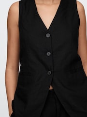 Gap Black Heavyweight Linen Blend Longline Waistcoat - Image 4 of 5
