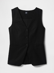 Gap Black Heavyweight Linen Blend Longline Waistcoat - Image 5 of 5