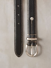 Black Premium Made In Italy Mid Width Belt - Image 2 of 2