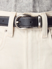 Black Premium Made In Italy Mid Width Belt - Image 3 of 6