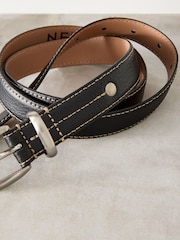 Black Premium Made In Italy Mid Width Belt - Image 6 of 6