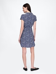 Gap Blue Crepe Floral Mini Dress - Image 2 of 5