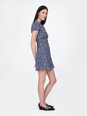 Gap Blue Crepe Floral Mini Dress - Image 3 of 5