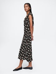 Gap Black Sweetheart Neck Floral Midi Dress - Image 3 of 7