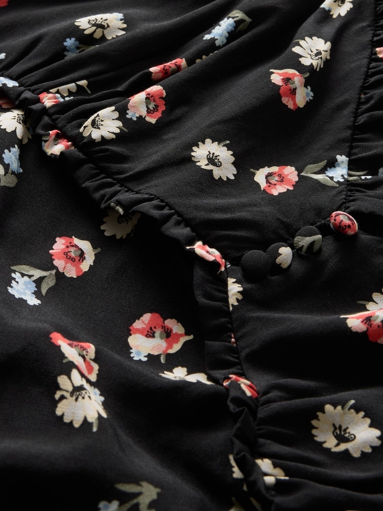 Gap Black Sweetheart Neck Floral Midi Dress - Image 7 of 7