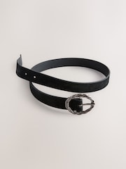 Black Oval Buckle Suede Belt - Image 3 of 3