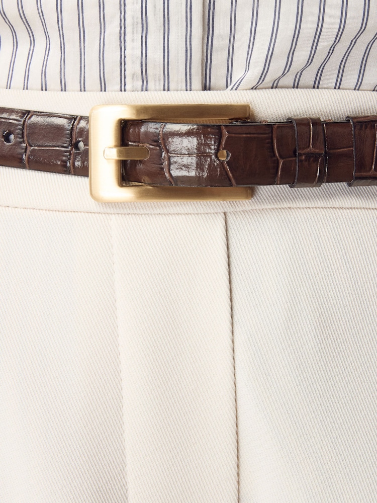 Naked Vice Mia Brown 100% Leather Croc Belt Naked Vice | Accessories | Naked Vice Mia 0 Leather Croc  main image 4