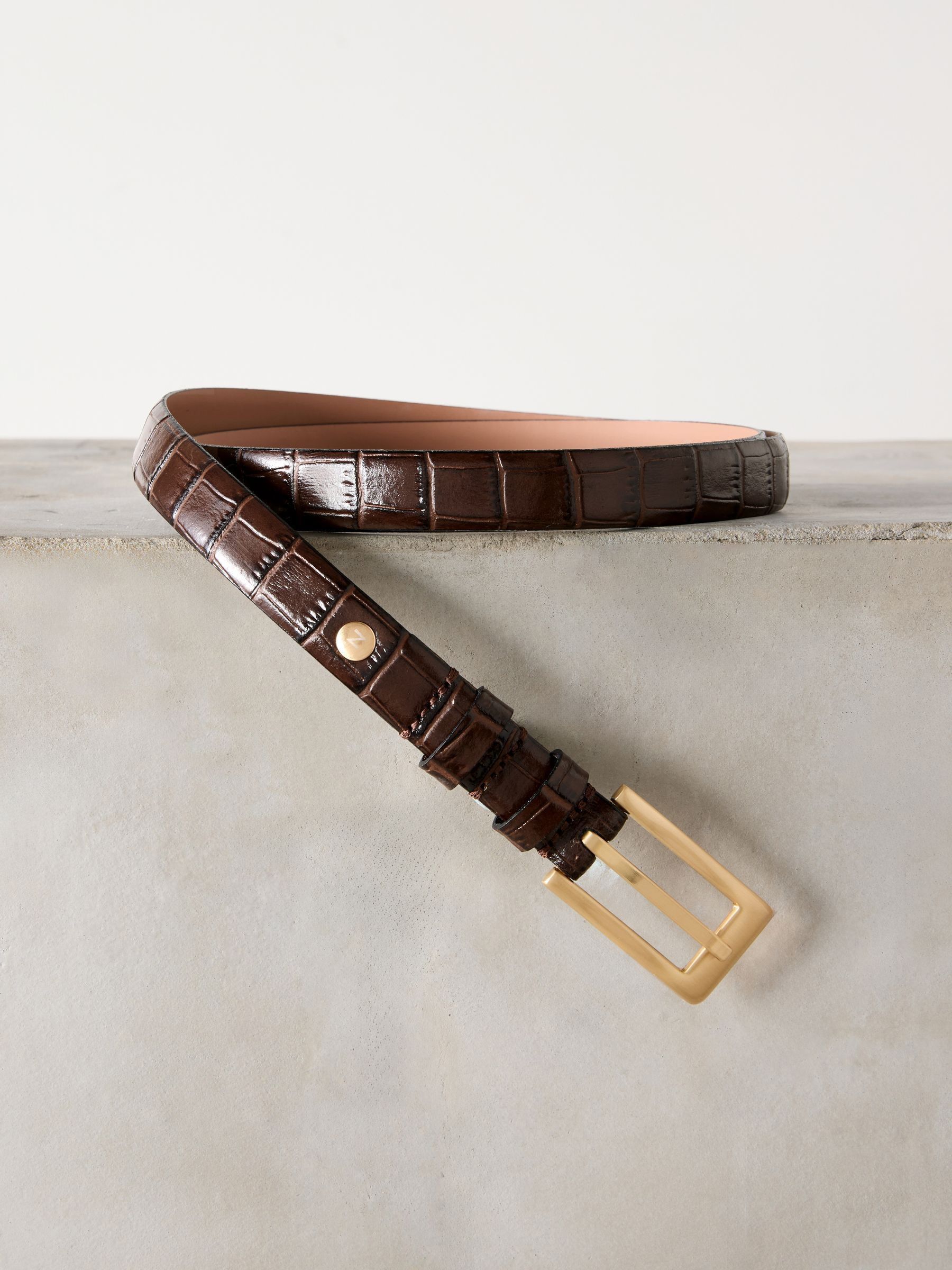 Buy Chocolate Brown N. Premium Made In Italy Croc Effect Look