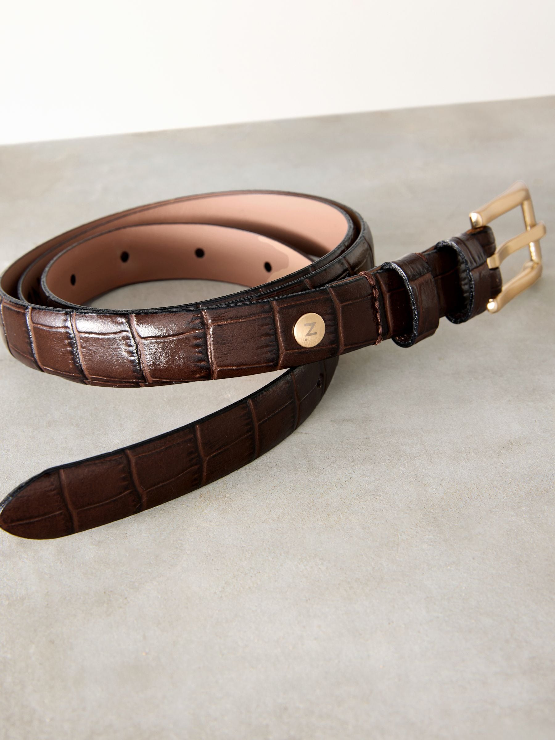 Buy Chocolate Brown N. Premium Made In Italy Croc Effect Look