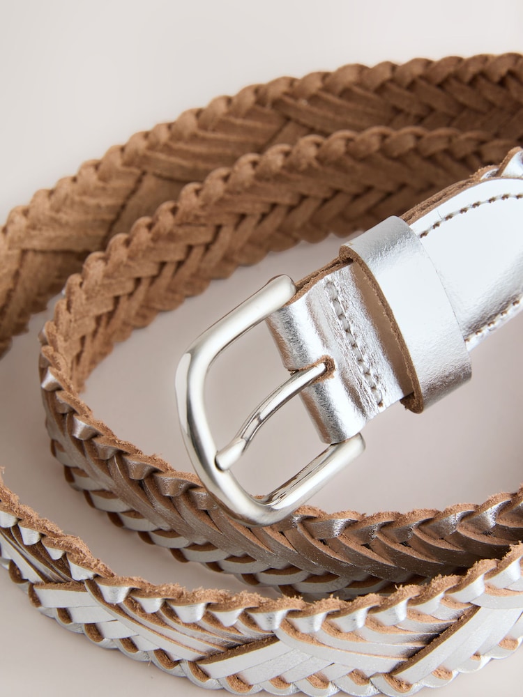 Silver Hand Plaited Leather Belt - Image 3 of 3