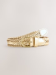 Gold Tone Hand Plaited Leather Belt - Image 1 of 3