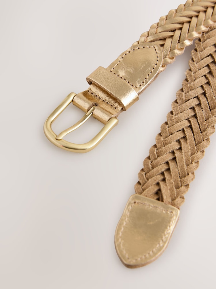 Buy Gold Tone Hand Plaited Leather Belt from Next USA display picture 1