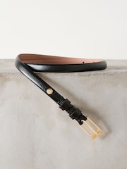 Black Skinny Premium Made In Italy Leather Belt - Image 1 of 3