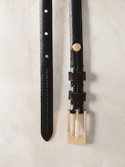 Black Skinny Premium Made In Italy Leather Belt - Image 2 of 3