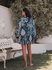 Laura Ashley Navy Josette Cotton Tie Front Beach Cover-Up - Image 3 of 8