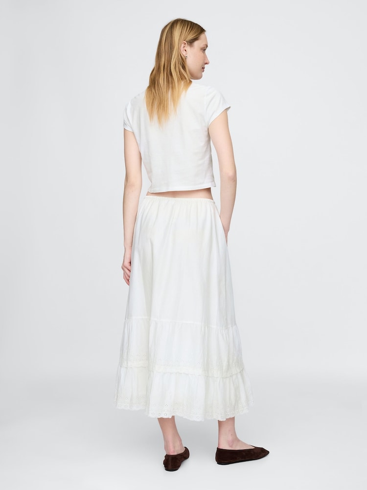 Gap White Cotton Easy Tiered Eyelet Maxi Skirt - Image 2 of 5