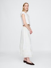 Gap White Cotton Easy Tiered Eyelet Maxi Skirt - Image 3 of 5