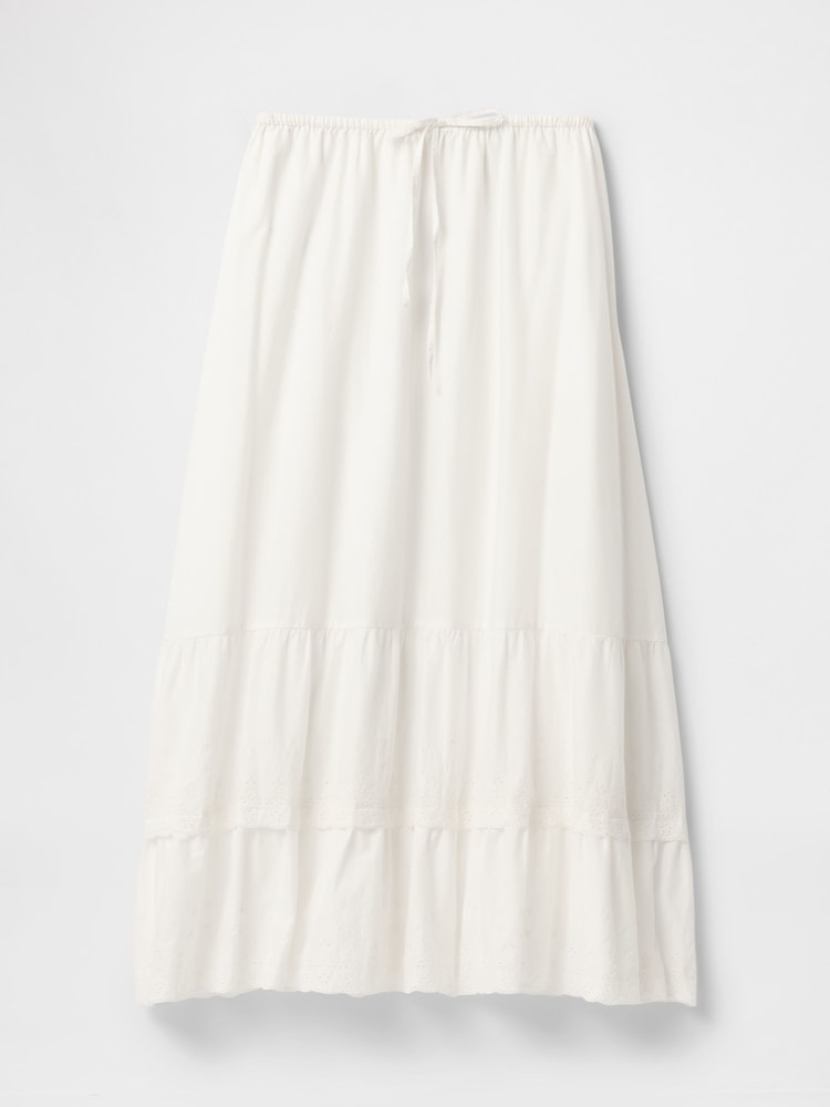Gap White Cotton Easy Tiered Eyelet Maxi Skirt - Image 4 of 5