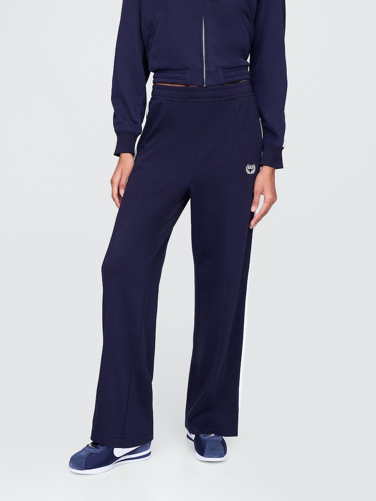 Gap Navy Blue Logo Vintage Fleece-Lined Wide Leg Joggers - Image 1 of 4
