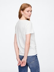 Gap White V-Neck Favourite Cotton Short Sleeve T-Shirt - Image 2 of 5