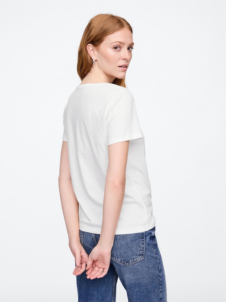 Gap White V-Neck Favourite Cotton Short Sleeve T-Shirt - Image 2 of 5