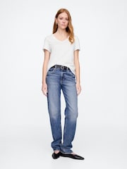 Gap White V-Neck Favourite Cotton Short Sleeve T-Shirt - Image 3 of 5