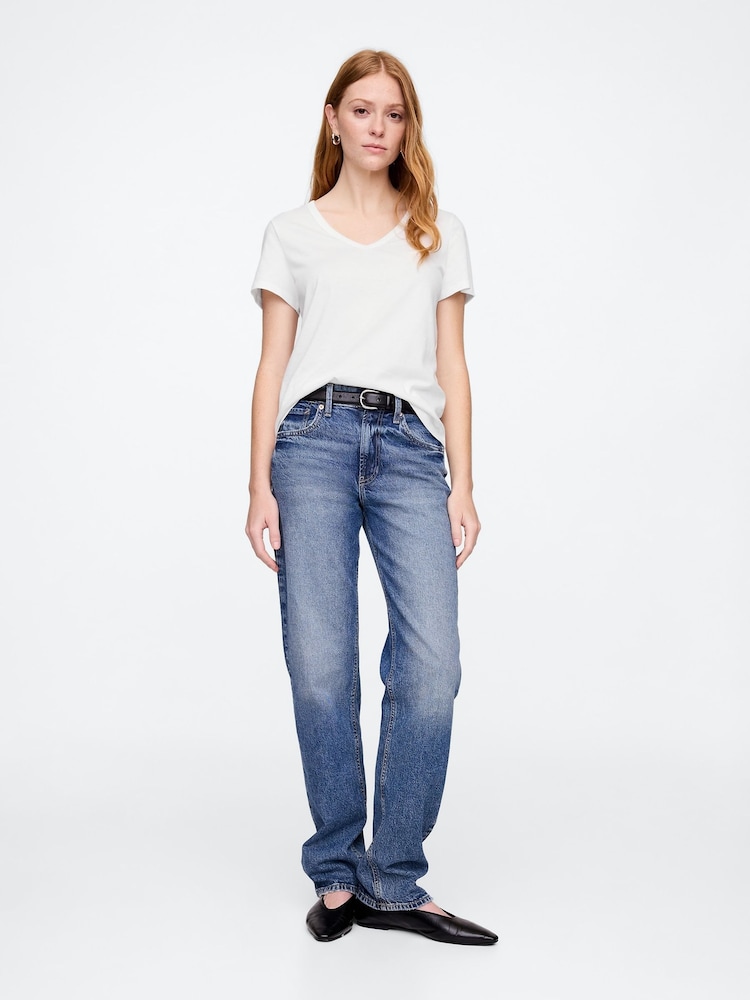 Gap White V-Neck Favourite Cotton Short Sleeve T-Shirt - Image 3 of 5