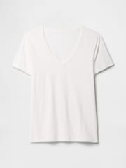 Gap White V-Neck Favourite Cotton Short Sleeve T-Shirt - Image 5 of 5