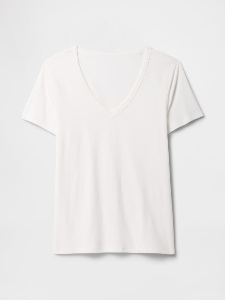 Gap White V-Neck Favourite Cotton Short Sleeve T-Shirt - Image 5 of 5