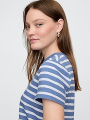 Gap Beige Stripe Crew Neck Favourite Cotton Short Sleeve T-Shirt - Image 3 of 4