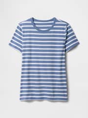 Gap Beige Stripe Crew Neck Favourite Cotton Short Sleeve T-Shirt - Image 4 of 4