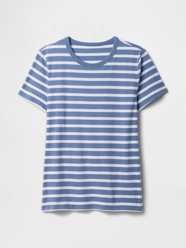 Gap Beige Stripe Crew Neck Favourite Cotton Short Sleeve T-Shirt - Image 4 of 4