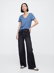 Gap Blue Cotton V-Neck T-Shirt - Image 3 of 5
