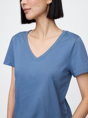 Gap Blue Cotton V-Neck T-Shirt - Image 4 of 5
