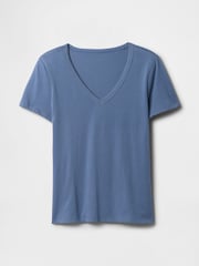 Gap Blue Cotton V-Neck T-Shirt - Image 5 of 5