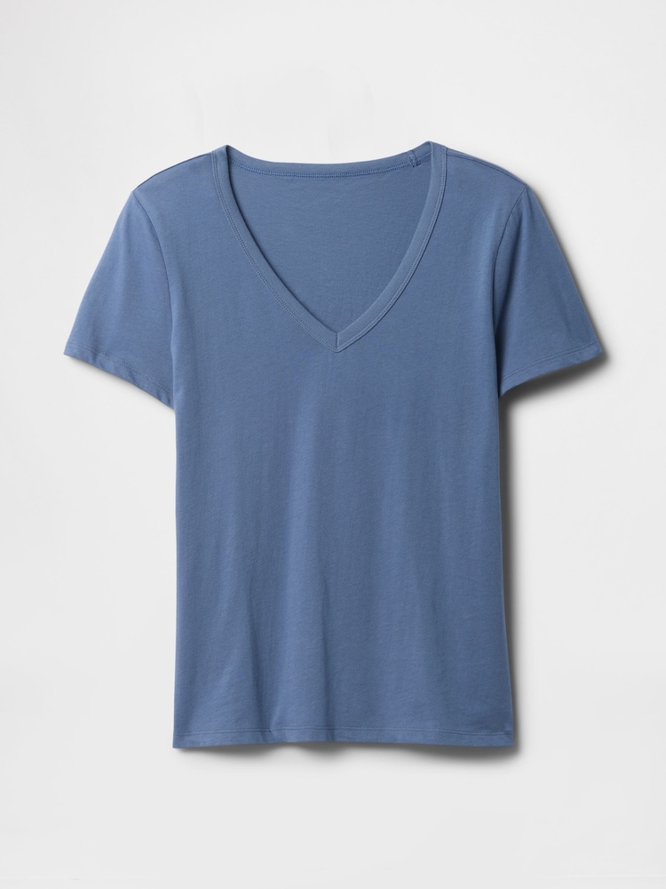 Gap Blue Cotton V-Neck T-Shirt - Image 5 of 5